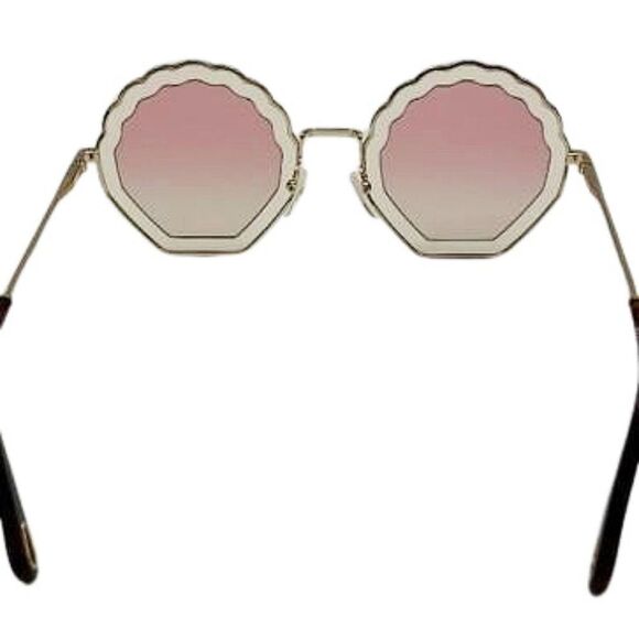 NEW Chloé Eyewear Tally seashell-frame sunglasses Gold/pink Shaded - Picture 10 of 11